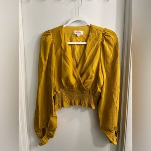Peach Love California Mustard Blouse New Without Tag